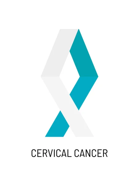Symbole Sensibilisation Cancer Col Ruban Sarcelle Blanc Illustration Vectorielle — Image vectorielle