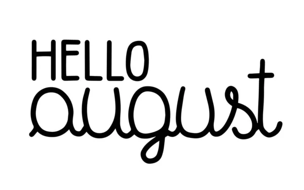 Summer Lettering Hello August Vector Greeting New Month Typographic Design — Stok Vektör