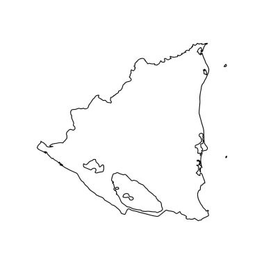Outline map of Nicaragua white background. Vector map with contour.
