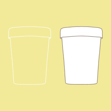 Kağıt yemek konteynırı modeli. Doğrusal, vektör gerçekçi. Taslak hisse illüstrasyonu.