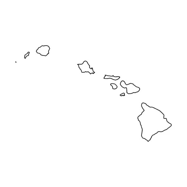 Hawaii Nin Beyaz Arka Planının Ana Hatları Konturlu Vektör Haritası — Stok Vektör