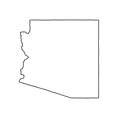 Arizona 'nın beyaz arka planının ana hatları. Konturlu vektör haritası.