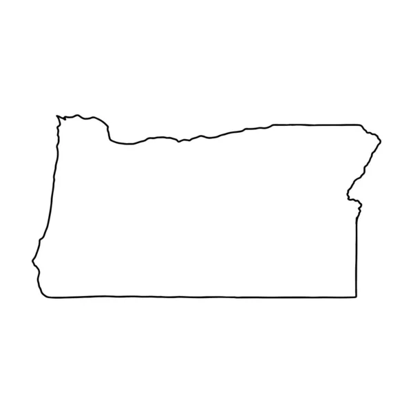 Oregon Beyaz Arka Planının Ana Hatları Konturlu Vektör Haritası — Stok Vektör