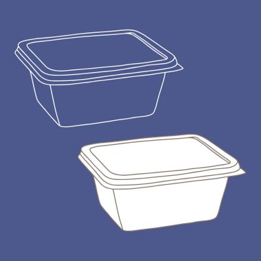 Margarin ve tereyağlı plastik ambalaj. Uzayı kopyala Doğrusal, vektör, gerçekçi, özet çizimi.