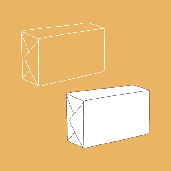 Embalagem Manteiga Embalagem Esboço Mockup Espaço Para Cópia Ilustração Linear — Vetor de Stock