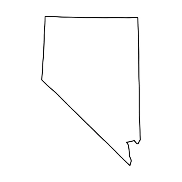 Vázlatos Térkép Nevada Fehér Háttér Usa Állam Vektortérkép Kontúrral — Stock Vector