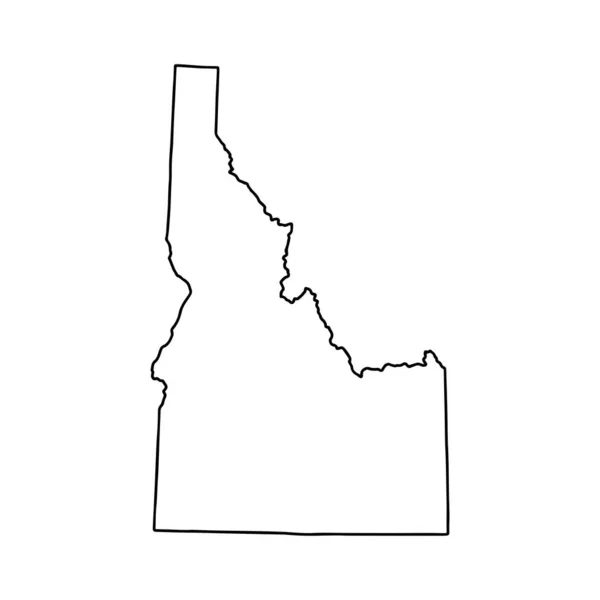 Carte Fond Blanc Idaho Usa État Carte Vectorielle Avec Contour — Image vectorielle