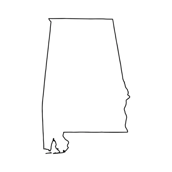 Mapa Del Contorno Alabama Fondo Blanco Estados Unidos Mapa Vectorial — Vector de stock