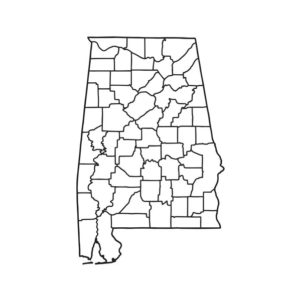 Alabama Beyaz Arka Planının Ana Hatları Abd Durumu Konturlu Vektör — Stok Vektör
