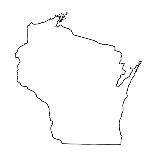 Plattegrond Van Wisconsin Witte Achtergrond Amerikaanse Staat Vectorkaart Met Contour — Stockvector