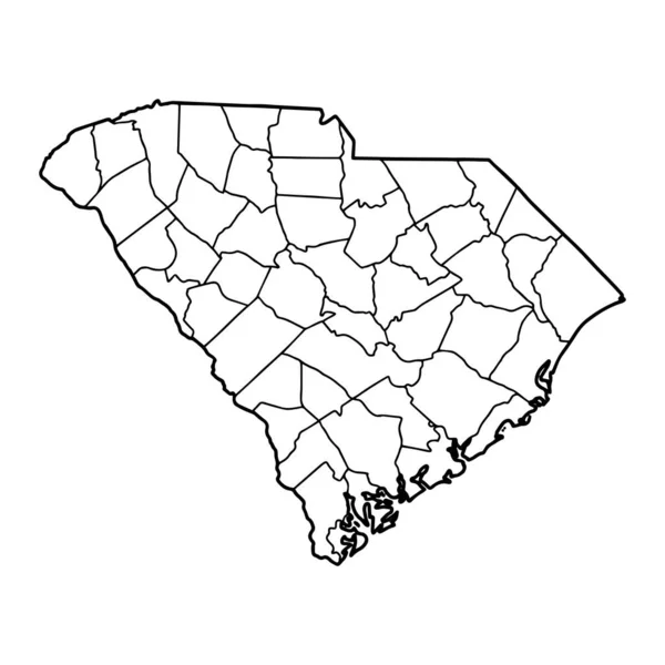 サウスカロライナ州の白い背景の概要地図 ベクトル図と等高線 — ストックベクタ