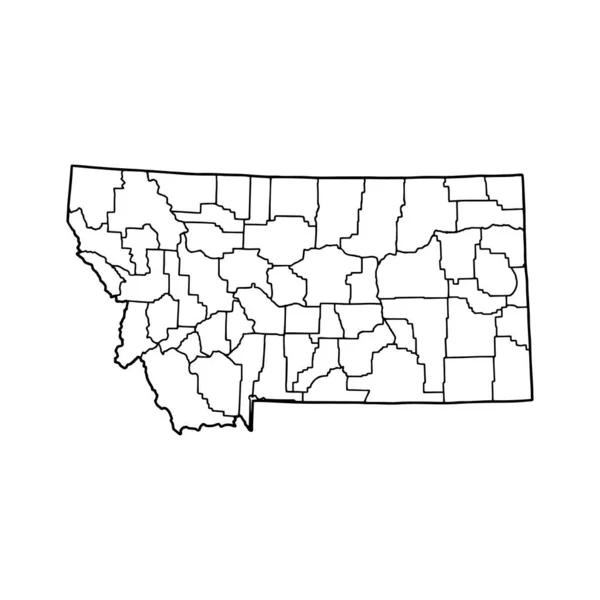 Карта Білого Фону Монтани Штат Сша Векторна Карта Контуром — стоковий вектор