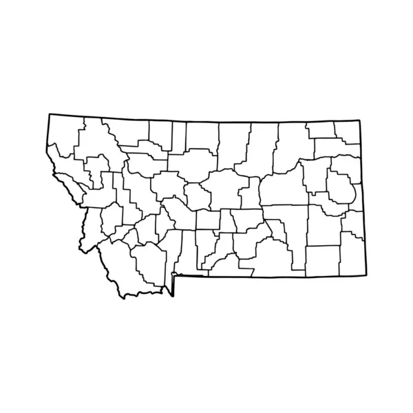Montana Nın Beyaz Arka Planının Ana Hatları Abd Durumu Konturlu — Stok Vektör