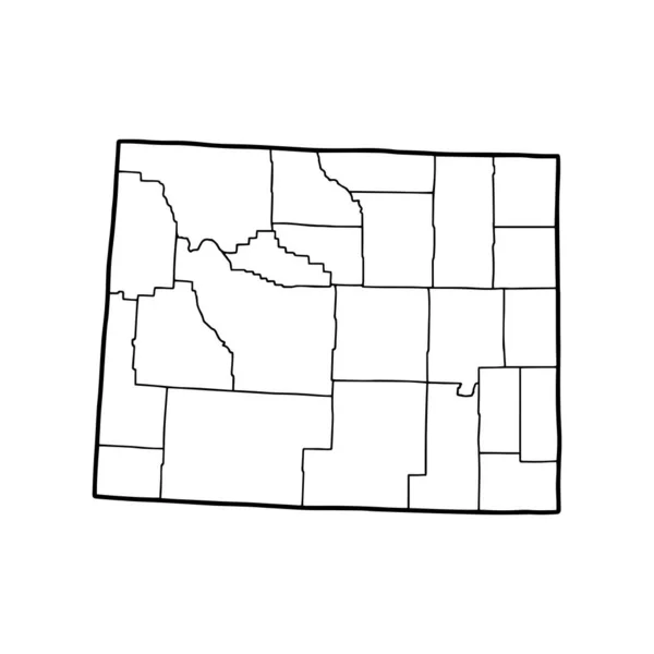 Mapa Contorno Wyoming Fundo Branco Estados Unidos Mapa Vetorial Com — Vetor de Stock