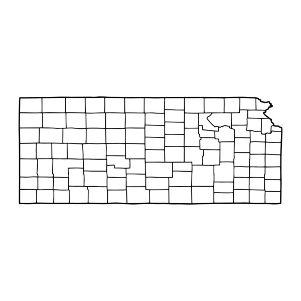 Mapa Contorno Fundo Branco Kansas Estados Unidos Mapa Vetorial Com — Vetor de Stock
