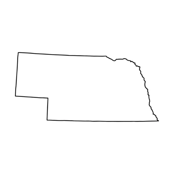 Mapa Contorno Fundo Branco Nebraska Estados Unidos Mapa Vetorial Com — Vetor de Stock