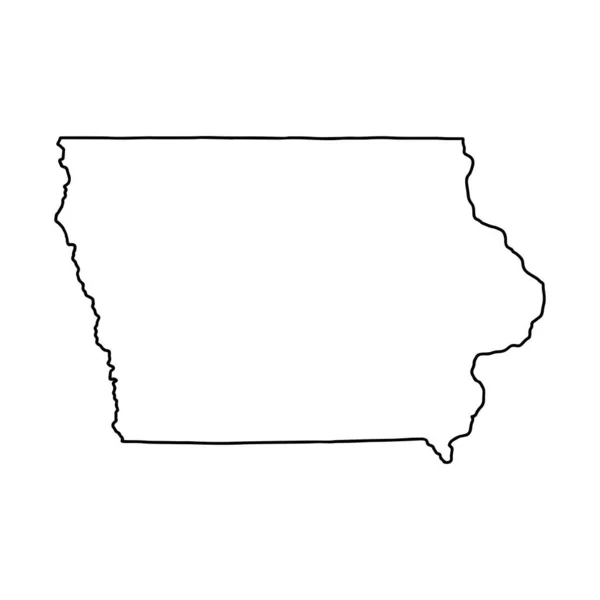 Mapa Contorno Fundo Branco Iowa Estados Unidos Mapa Vetorial Com — Vetor de Stock