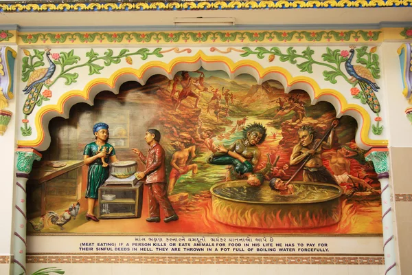 Ściany świątyni indyjski - jedzenie mięsa — Zdjęcie stockowe