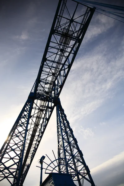 Looking up at a transporter bridge — Stock Photo, Image