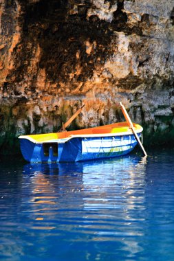 Blue Rowing boat Melissani Cave clipart
