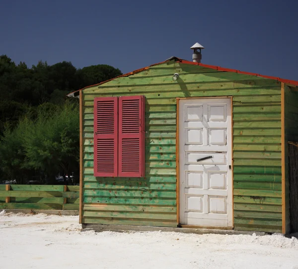 Zöld beach hut Kefalonia — Stock Fotó