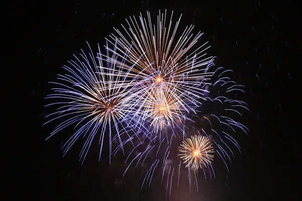 Blue fireworks at night — Stock Photo, Image
