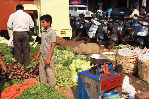 Eten kraam op goan straatmarkt — Stockfoto