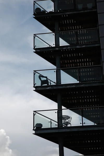 Silhouetted balconies — Stock Photo, Image