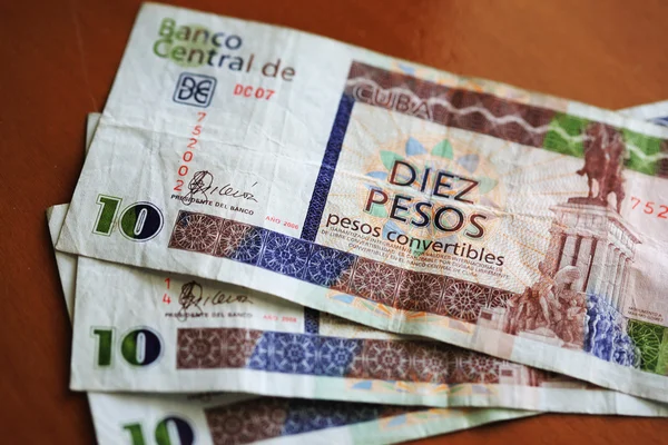 Ten Convertible Cuban Peso Notes — Stock Photo, Image