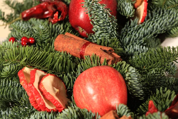 クリスマスの花輪の赤唐辛子 — ストック写真