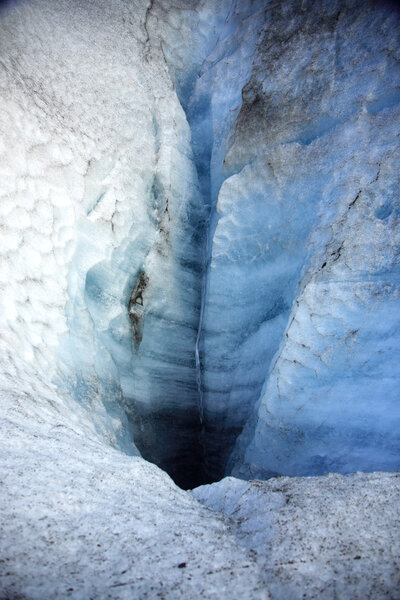 Icy blue crevasse