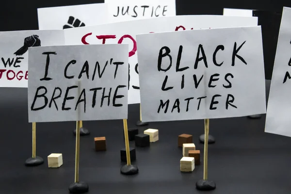 Concept Protest Rally Demonstration Posters Words Black Lives Matter Can — Stock Photo, Image