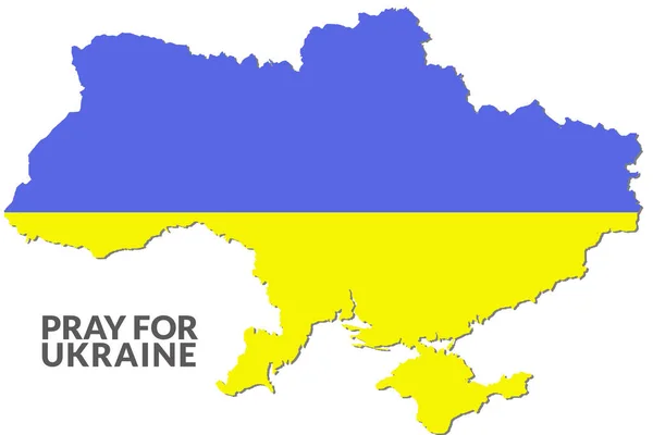 为Ukraine祈祷和乌克兰地图 蓝色和黄色国旗上的地图 — 图库照片
