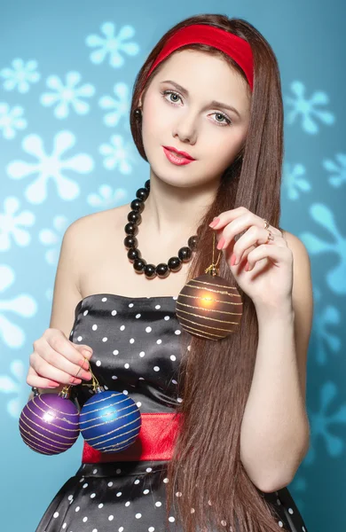 The New Year's girl in a cap — Stock Photo, Image