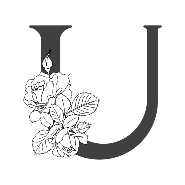 Alphabet Floral Vectoriel Conception Florale Lettre Lettres Florales Monogramme Décoration — Image vectorielle