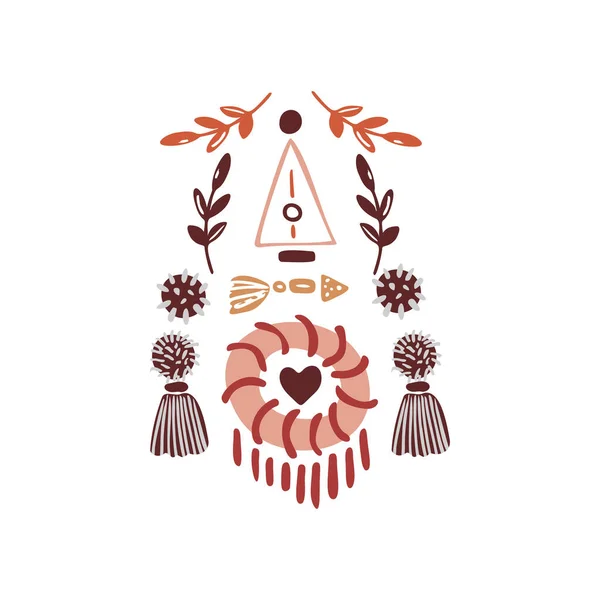 Зимові Канікули Бохо Ручному Стилі Різдвяний Векторний Декор Скандинавський Друк — стоковий вектор