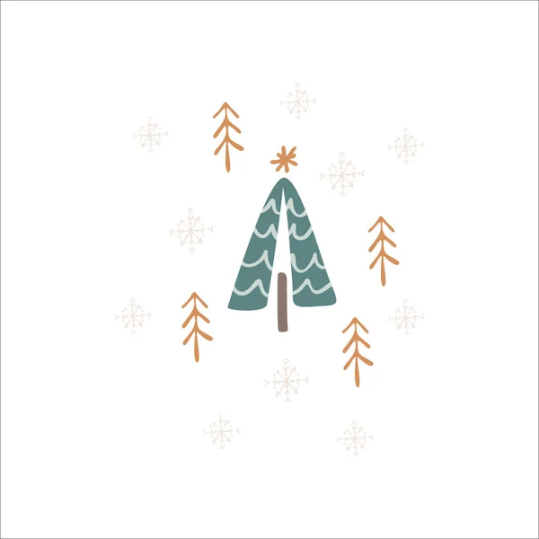 Boho Elementos Vacaciones Invierno Estilo Dibujado Mano Decoración Vectorial Navidad — Archivo Imágenes Vectoriales