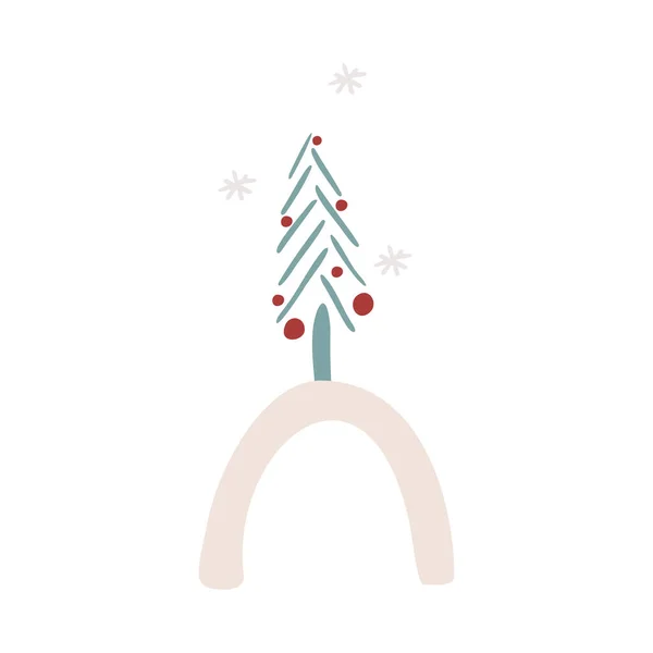 Boho Elementos Vacaciones Invierno Estilo Dibujado Mano Decoración Vectorial Navidad — Archivo Imágenes Vectoriales