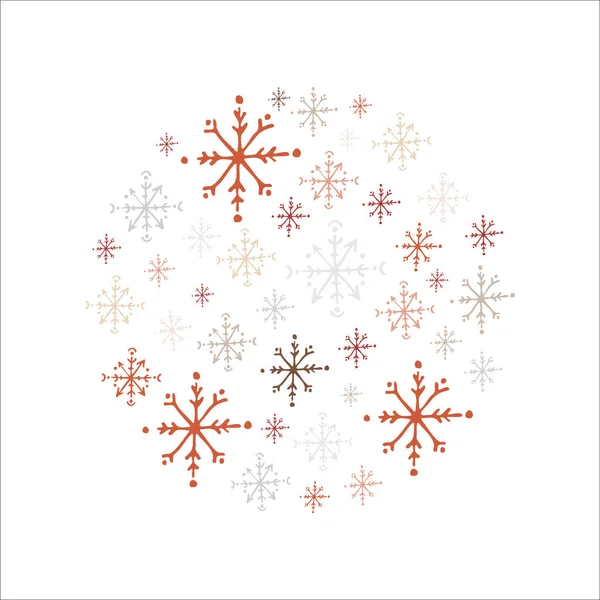 手描きスタイルでボホール冬の休日の要素 クリスマス ベクトルの装飾 北欧のクリスマスプリントに雪の結晶をレトロな色でプリントします グリーティングカード ポスター 招待状 ベビープリントデザイン — ストックベクタ