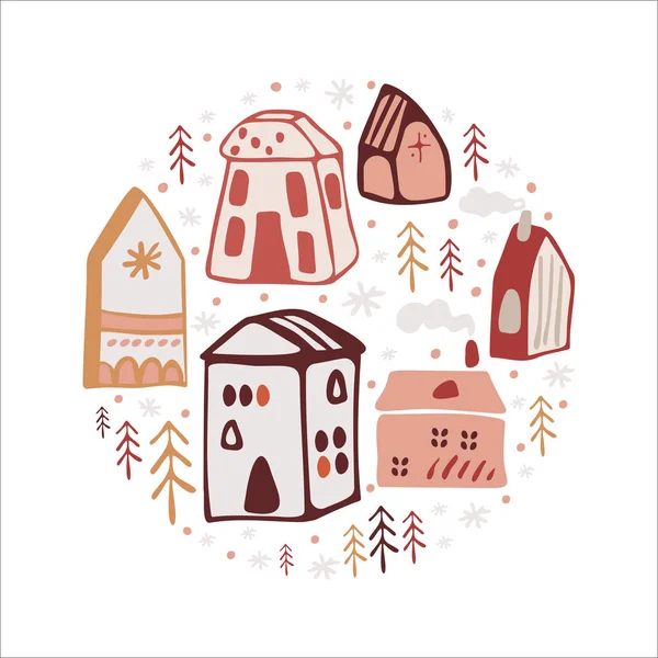 Boho Elementos Vacaciones Invierno Estilo Dibujado Mano Decoración Vectorial Navidad — Archivo Imágenes Vectoriales