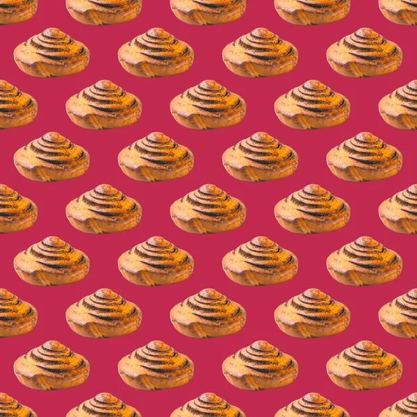 Nahtloses Muster eines Muffins auf rotem Hintergrund — Stockfoto