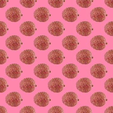 Pembe arka planda liçi meyvelerinin kusursuz deseni