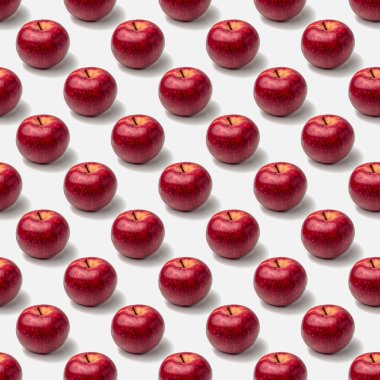 Beyaz arkaplanda kusursuz kırmızı elma deseni
