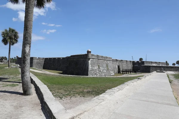 카스티요데산 마르코스 Castillo San Marcos 대륙에서 요새로 플로리다주 세인트 오거스틴에 — 스톡 사진