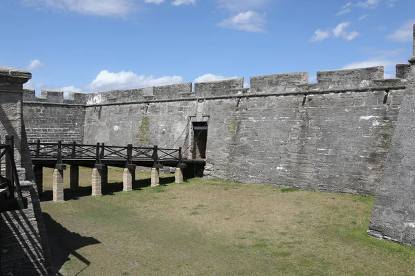 카스티요데산 마르코스 Castillo San Marcos 대륙에서 요새로 플로리다주 세인트 오거스틴에 — 스톡 사진