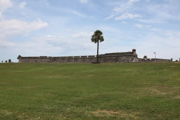 카스티요데산 마르코스 Castillo San Marcos 대륙에서 요새로 플로리다주 세인트 오거스틴에 — 스톡 사진