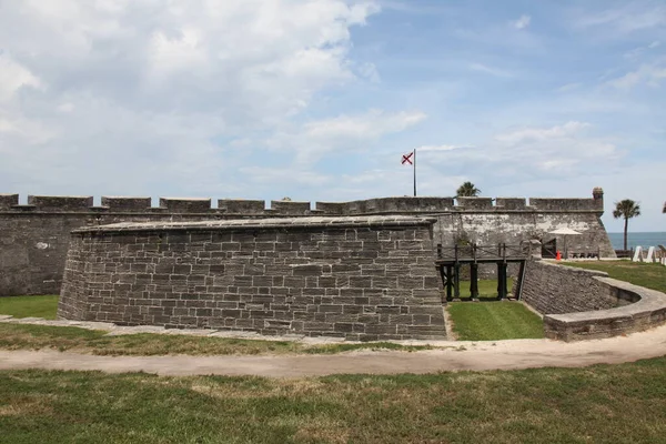 카스티요데산 마르코스 Castillo San Marcos 대륙에서 요새로 플로리다주 세인트 오거스틴에 — 스톡 사진