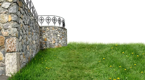 Bakgrund med slottet och gräs — Stockfoto