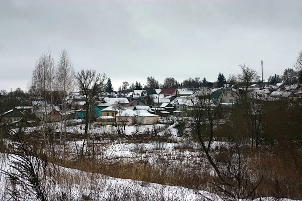 Periferia Invernale Una Piccola Città — Foto Stock