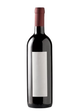 boş etiket ile izole kırmızı şarap şişesi. kırpma yolunu ekle